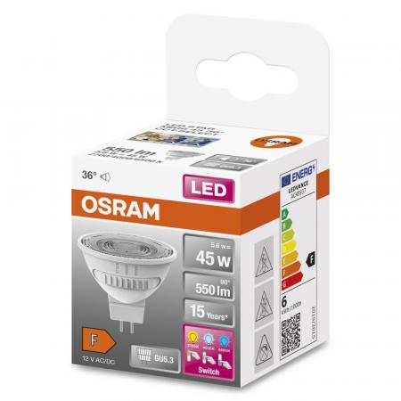 6er Set OSRAM GU5.3 LED STAR Spot MR16 36° CCT Select 5,6W wie 45W 827/840/865 Tunable White - veränderbare Farbtemperatur